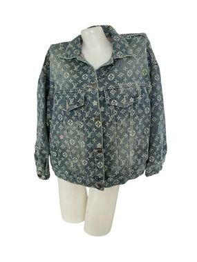Louis Vuitton Monogram Denim Jacket in Faded Blue with Multicolor Accents